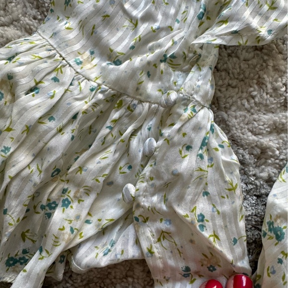 Free People Sweetest Thing Mini Dress sweet floral cream blue ruffle 8 new - Picture 14 of 14